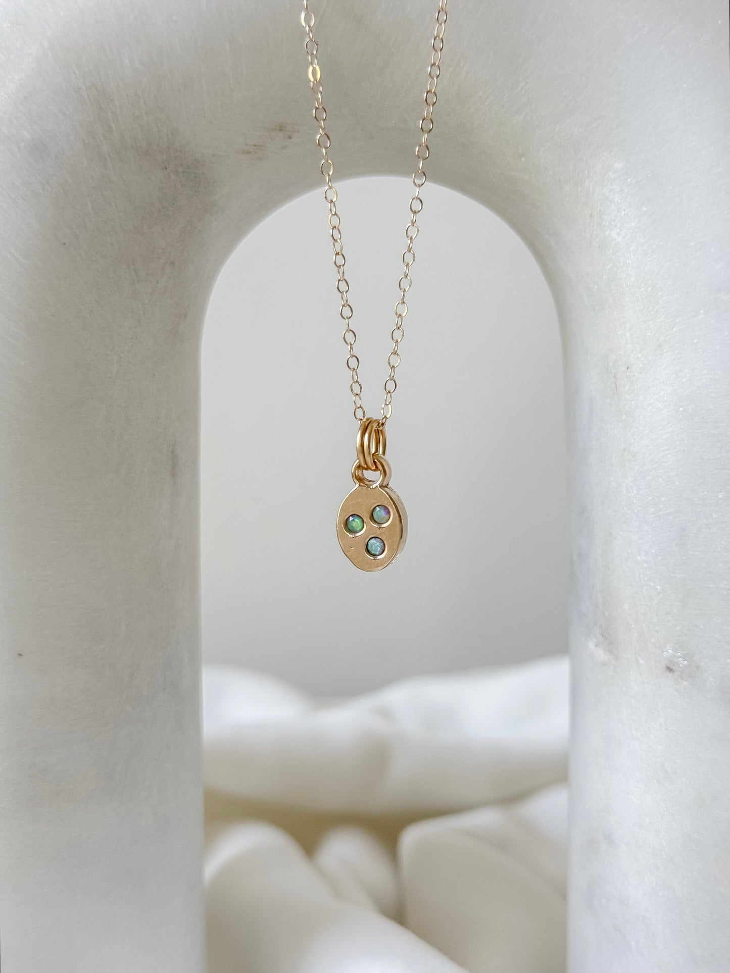 Opal 3 Stone Mini Necklace