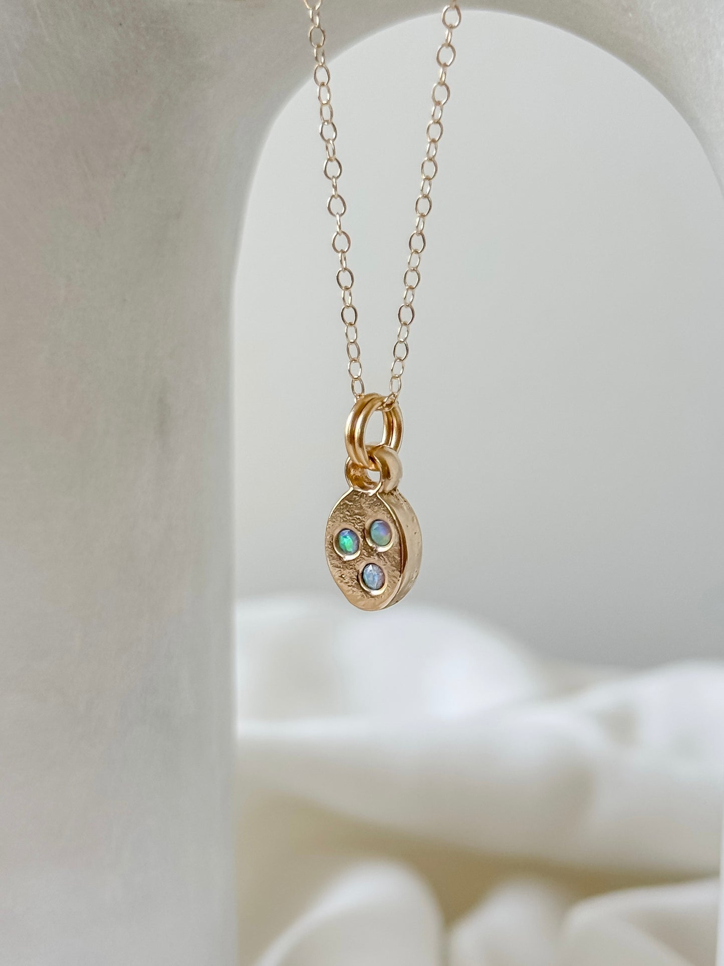 Opal 3 Stone Mini Necklace