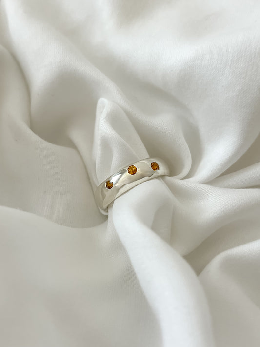 #12 Orange Sapphire 3 Stone