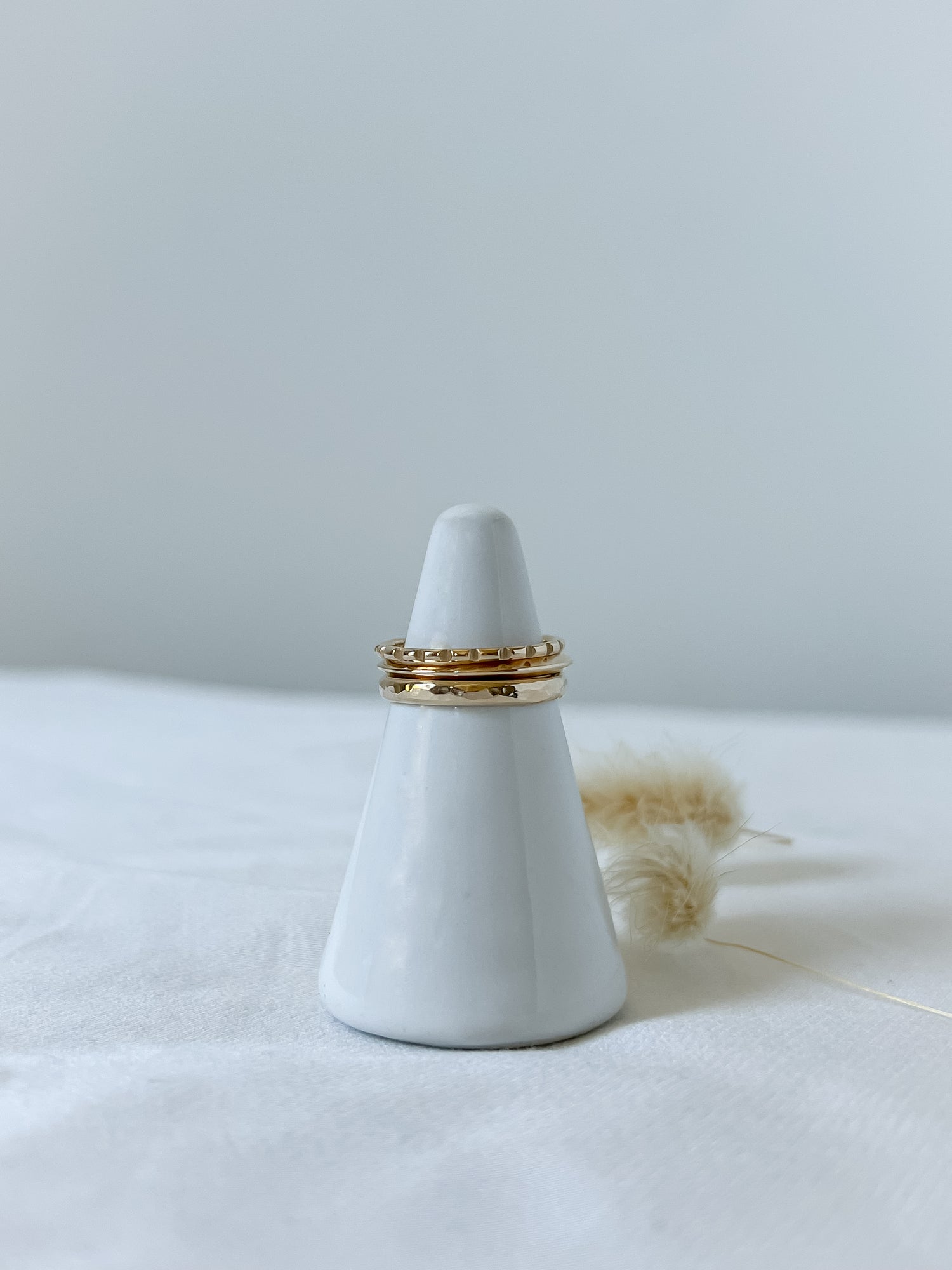 14k ridge band by Amory C Jewelry. Handmade and carefully carved ridges give the ring a bamboo effect. 