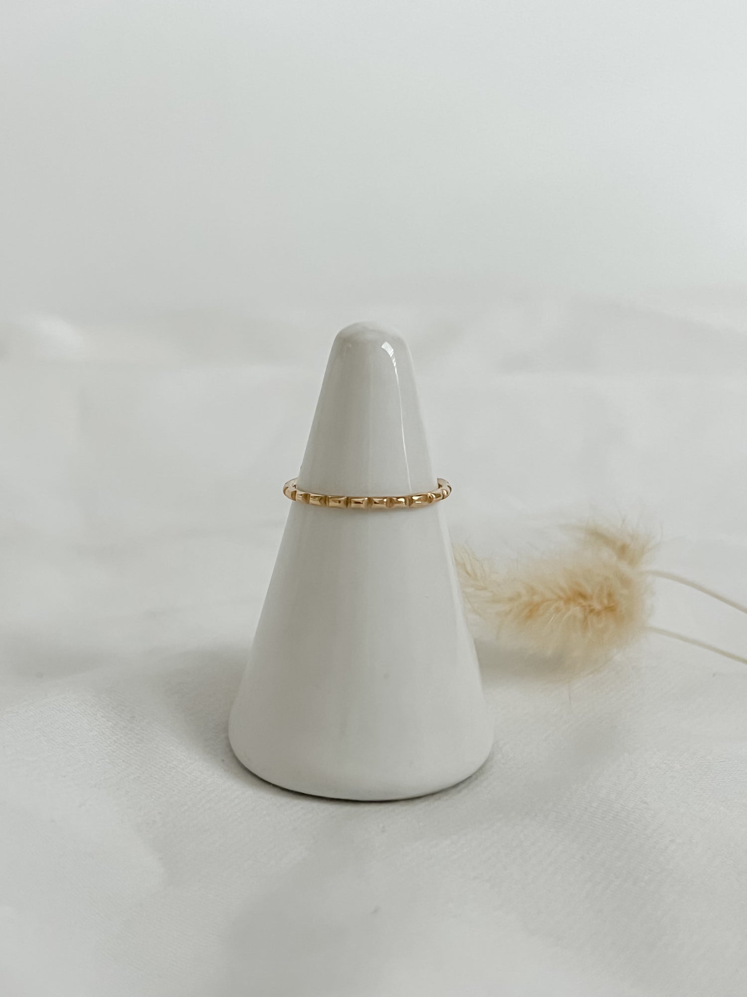 14k ridge band by Amory C Jewelry. Handmade and carefully carved ridges give the ring a bamboo effect. 