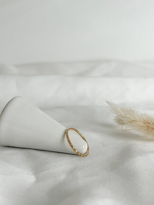14k ridge band by Amory C Jewelry. Handmade and carefully carved ridges give the ring a bamboo effect. 